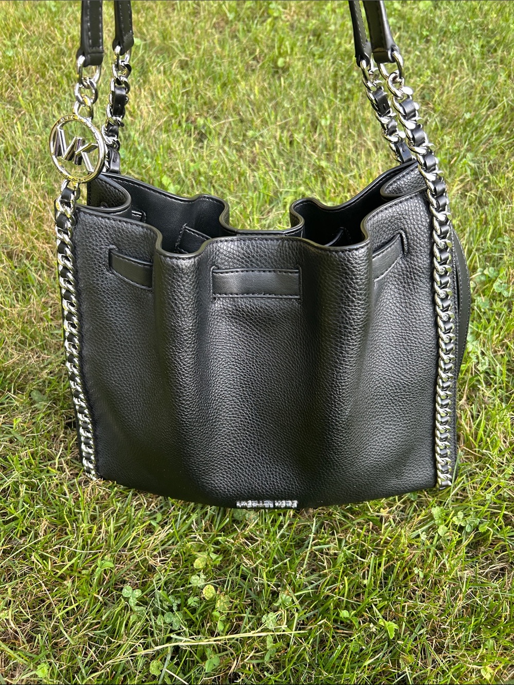 Michael Kors Black Pebbled Leather Chain-Handle Shoulder Bag